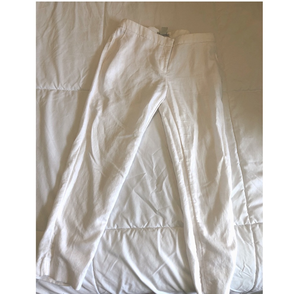 H&M Cropped Linen White Pants
